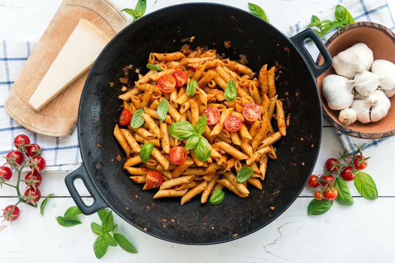 tomato pasta with basil